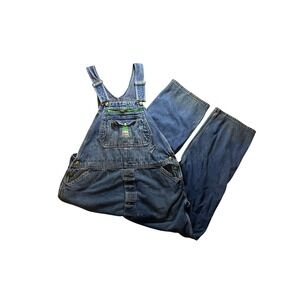 Liberty Overalls Mens Blue Denim Bib Workwear Patented Green Pocket Distressed